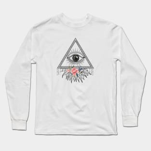 Triangle Eye Design, Third Eye Pyramid Artwork, Spirituality Long Sleeve T-Shirt